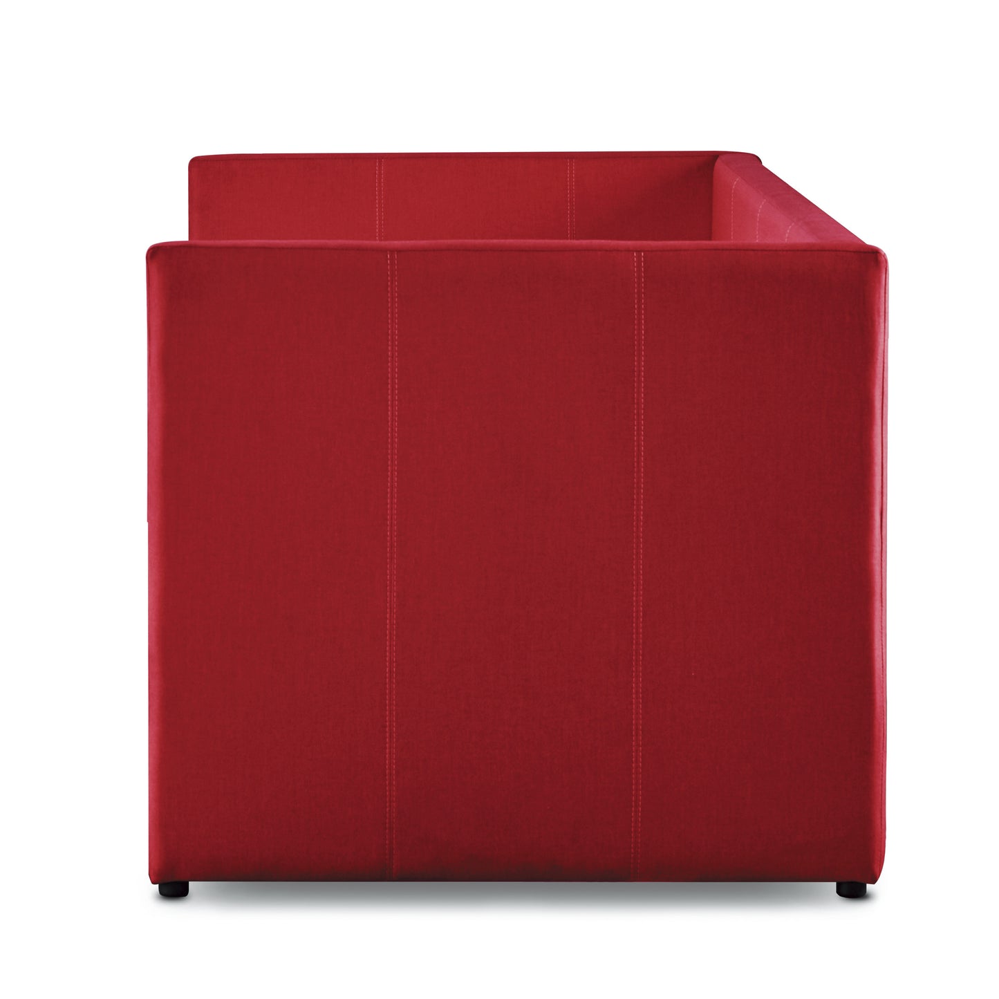 Red Fabric Upholstered 1pc Day Bed with Pull-out Trundle Nailhead Trim Wood Frame Furniture