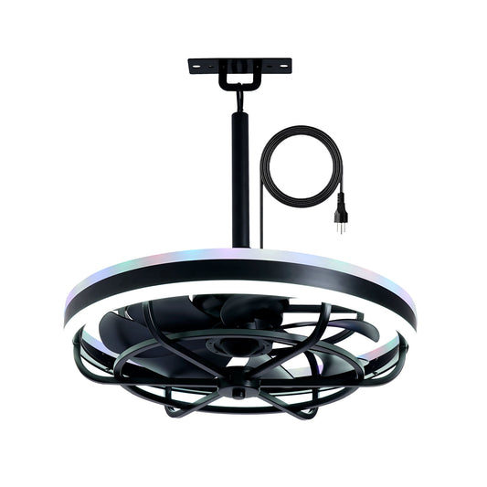 Ceiling Fan Light LED Light Source And Remote Control, 3000 - 6500K Dimmable LED Fan Light, 6 Speeds, For Living Room - Matte Black