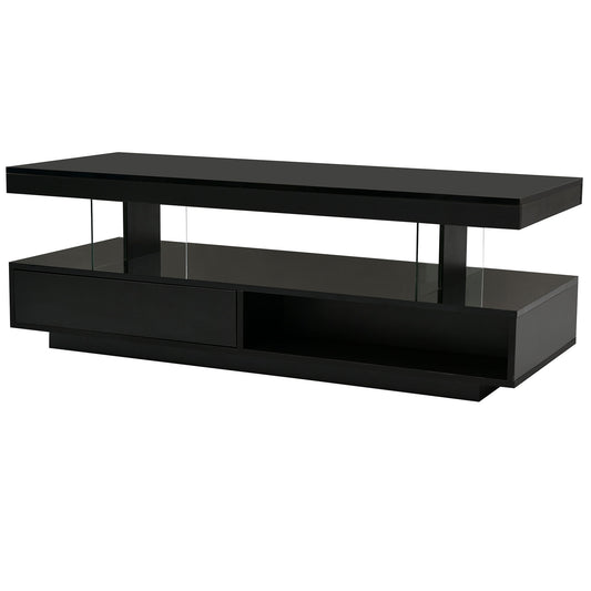 LED Coffee Table With 2 Drawers And Display Shelves