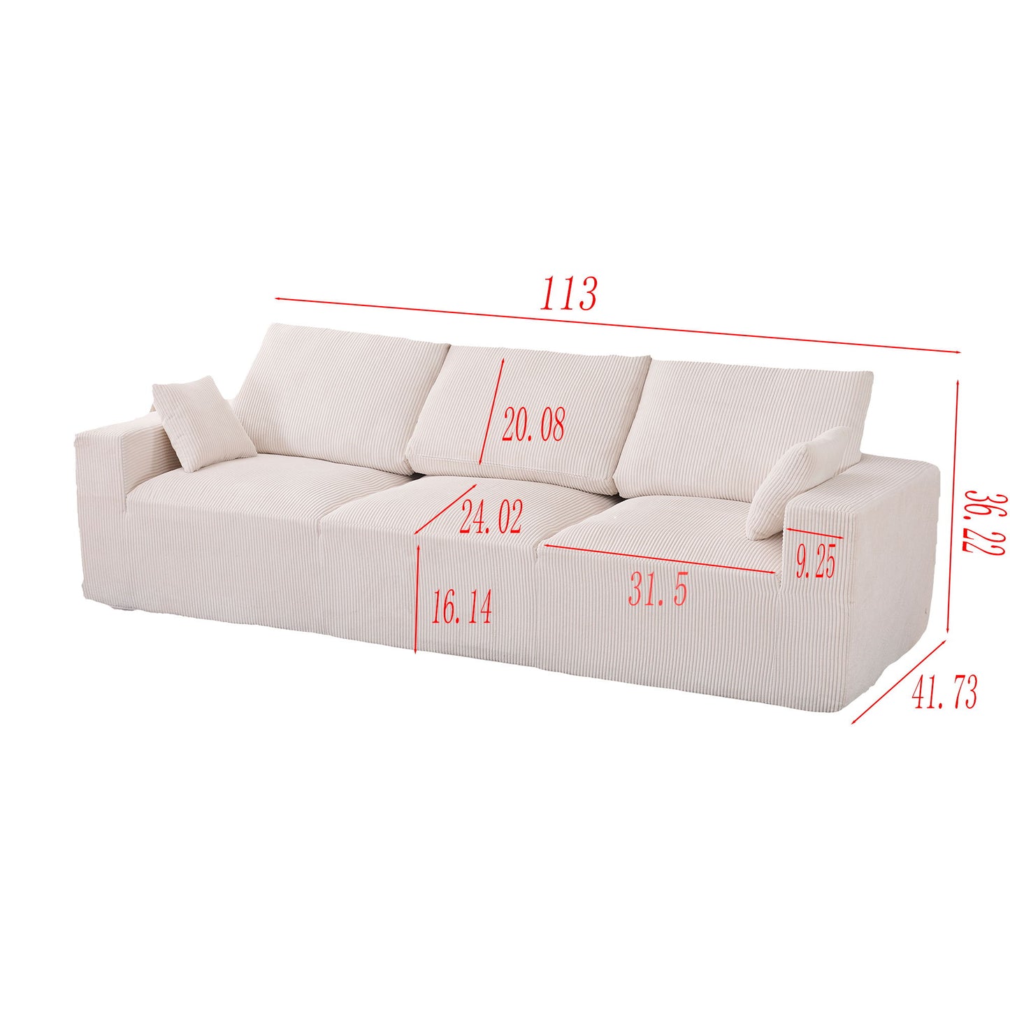 Modular Sectional Sofa With Extra Wide Cushion, USB / Type C Charger, Petal Armrest