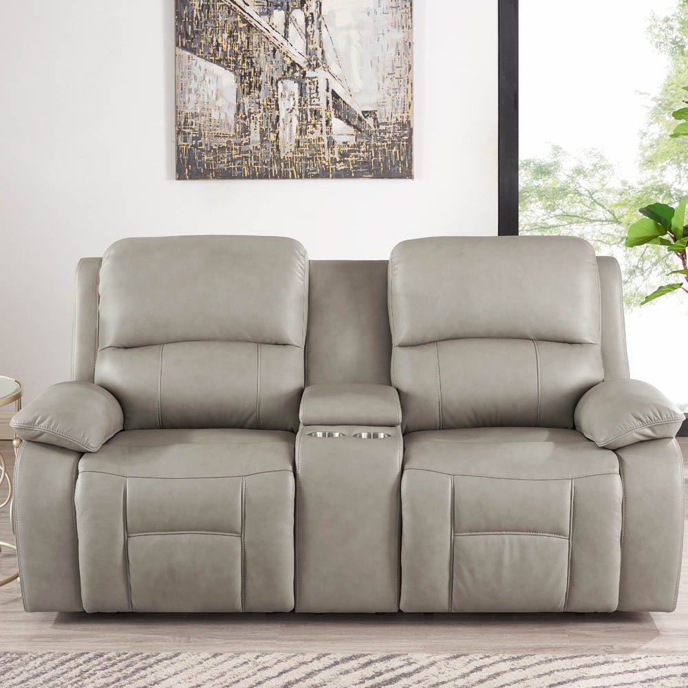 Westminster - Power Headrest Zero Gravity Reclining Loveseat With Console - Stone Gray