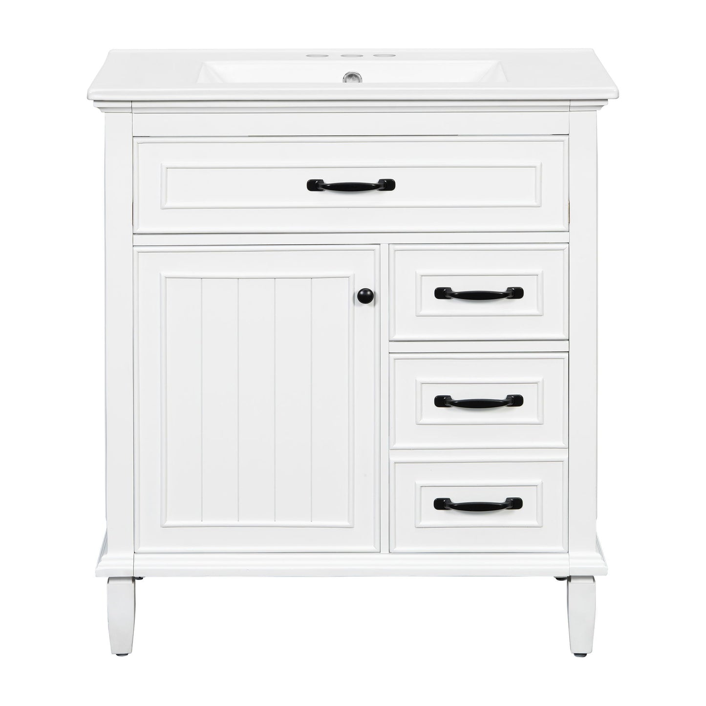 Bathroom Vanity With Sink Top, Flip Drawers, Adjustable Shelf
