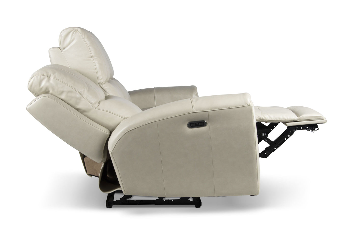 Contemporary Leather Collection - Power Leg Rest, Articulating Headrest - USB Charging, Home Button - Ivory Dual Reclining Sofa, Stylish and Convenient