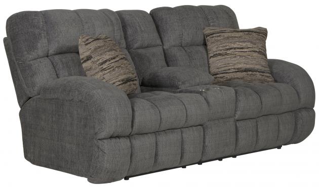 Catnapper Ashland Lay Flat Reclining Console Loveseat in Granite