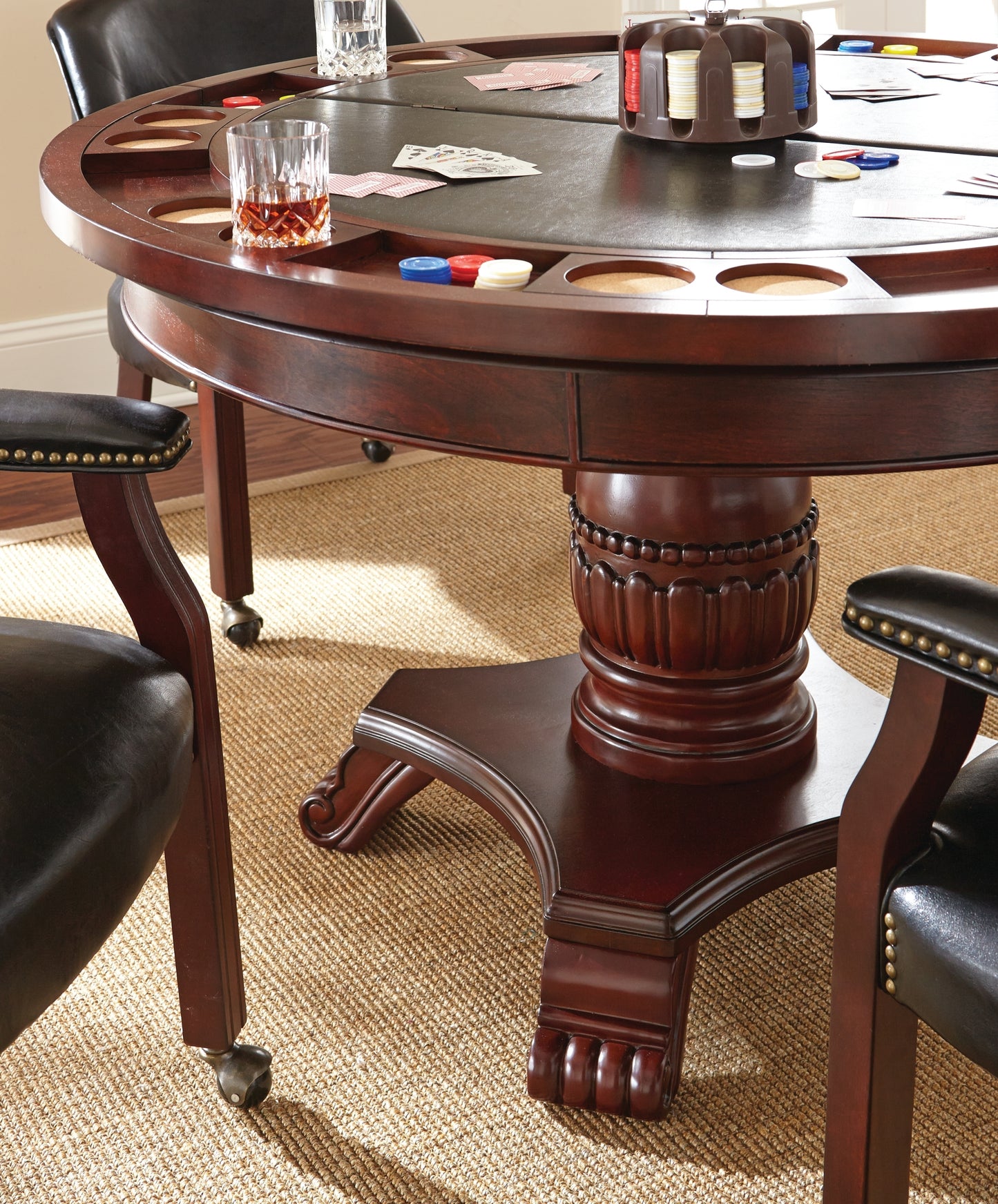 Tournament - 5 Piece Dining And Game Table Set - Dark Brown