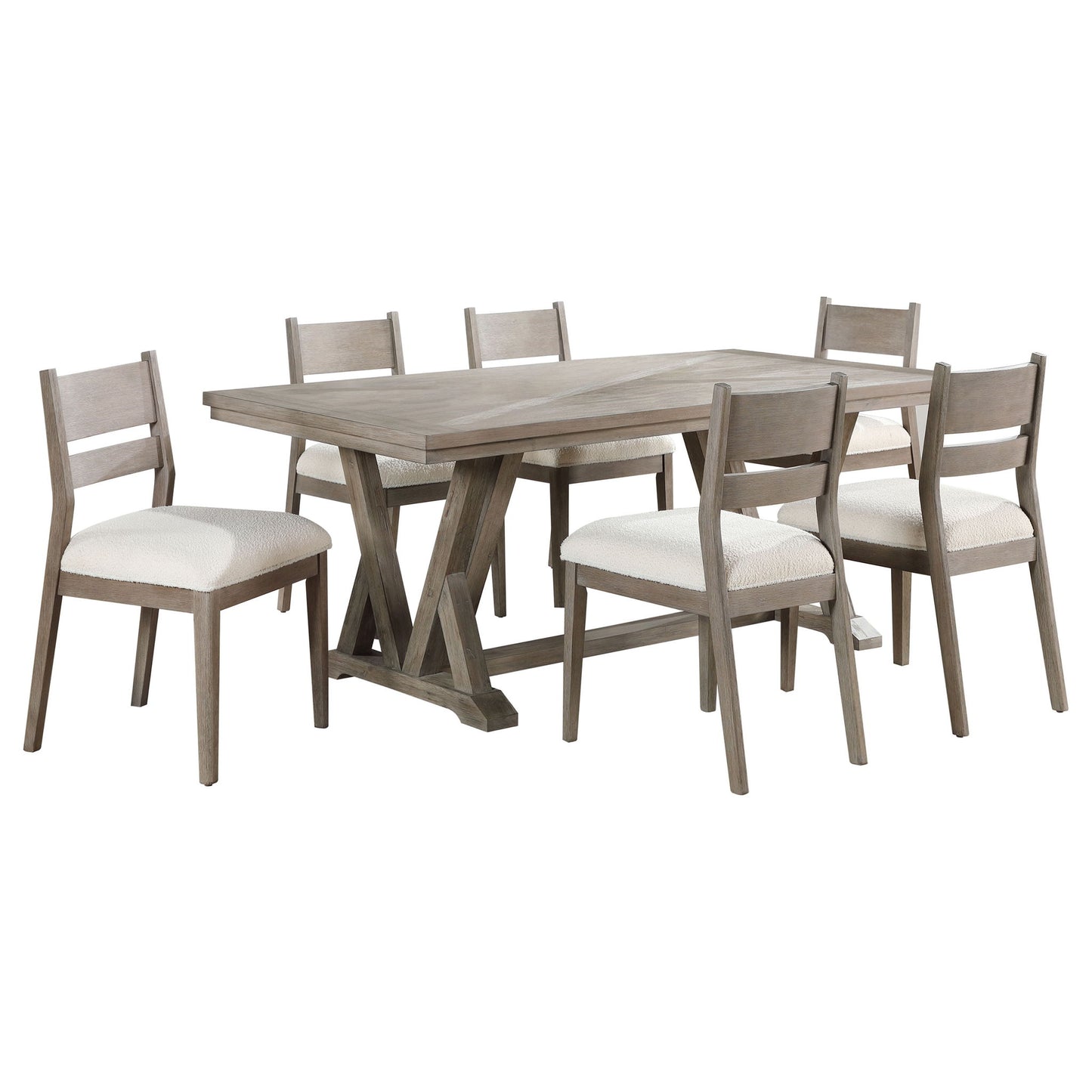 Ruston - 7 Piece Rectangular Dining Table Set - Gray