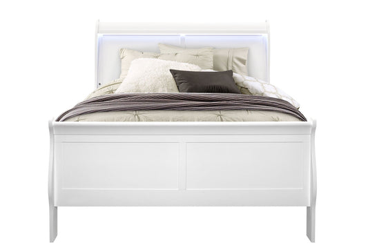 Charlie - Full Bed With LED Headboard & Footboard - White