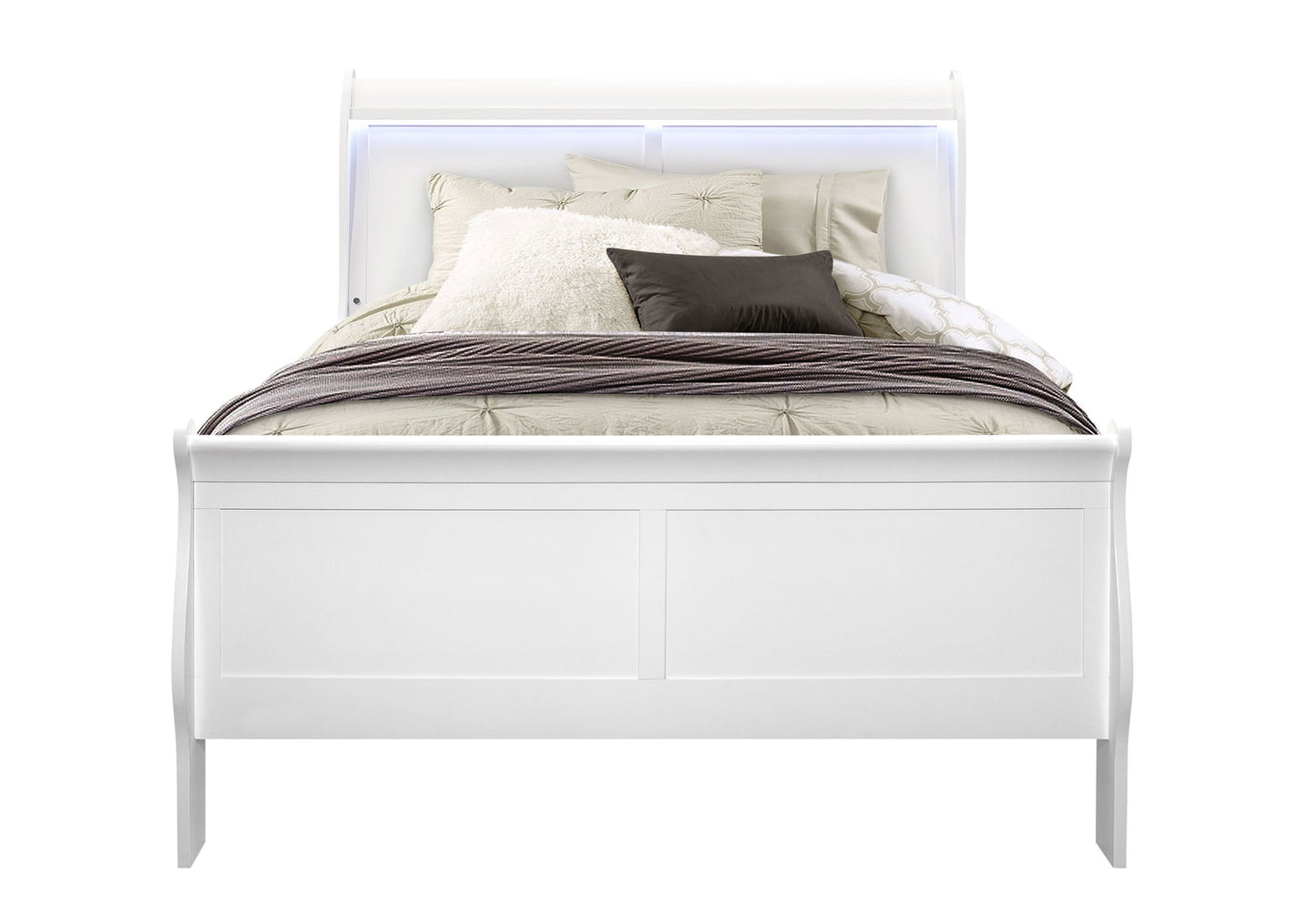 Charlie - Full Bed With LED Side Rails - White
