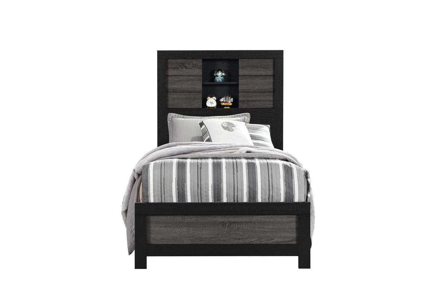 Lisbon - Bookcase Twin Bed Headboard And Footboard - Black / Gray