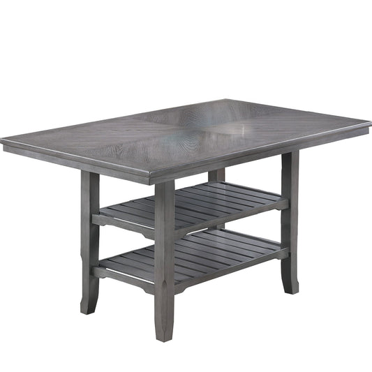 Dining Table 2 Shelves, Counter Height For Dining Room - Gray