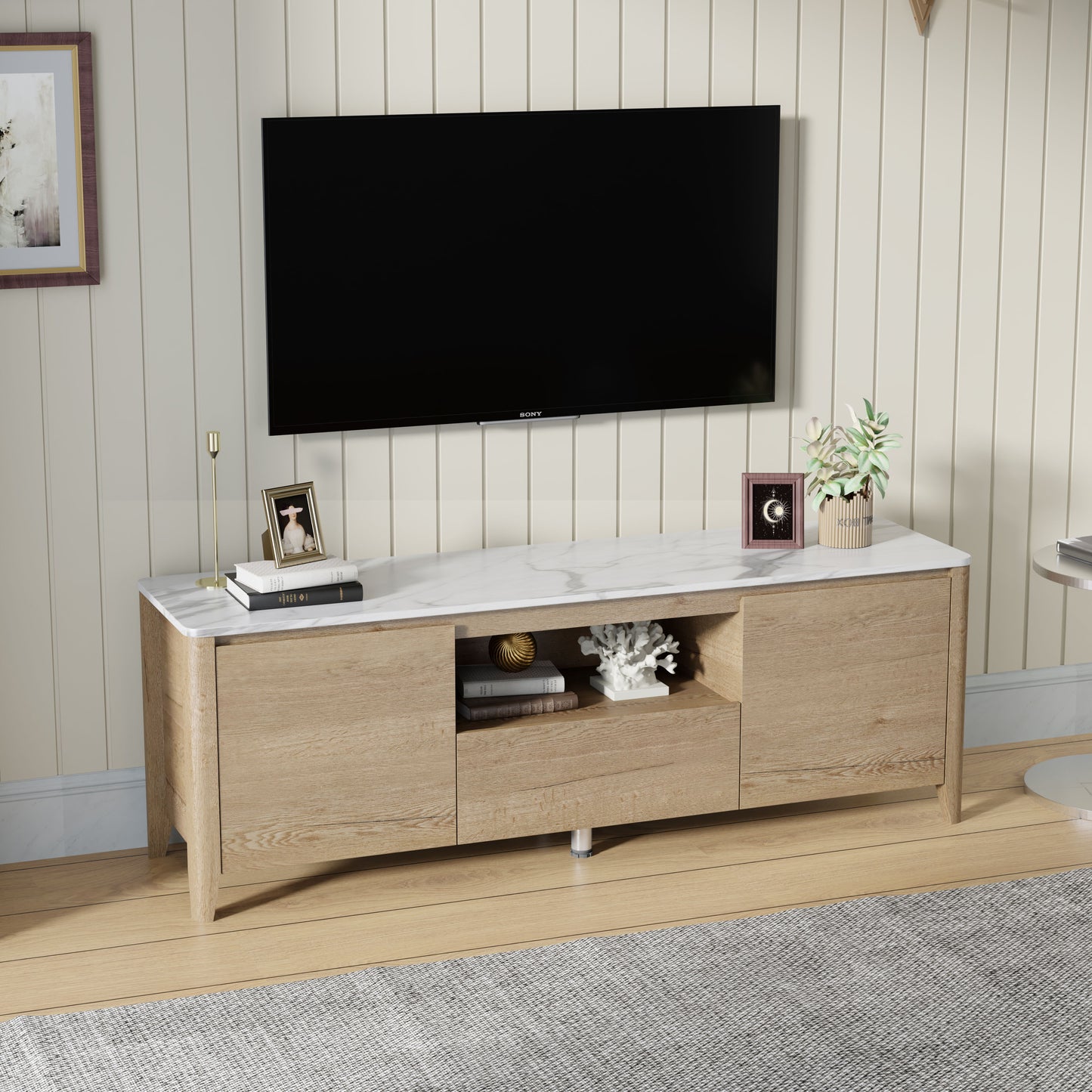 Modern TV Stand With LED Lights Entertainment Center TV Cabinet With Storage For Up To 75" For Gaming Living Room Bedroom