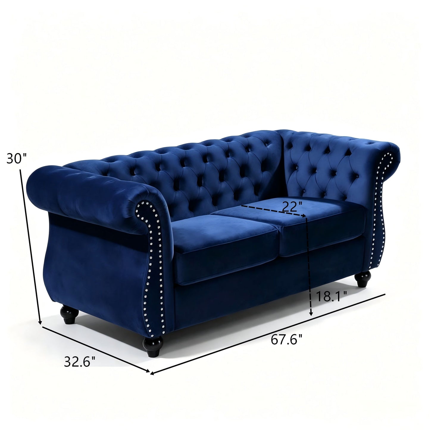 Chesterfield Button Tufted Loveseat With Rolled Arms