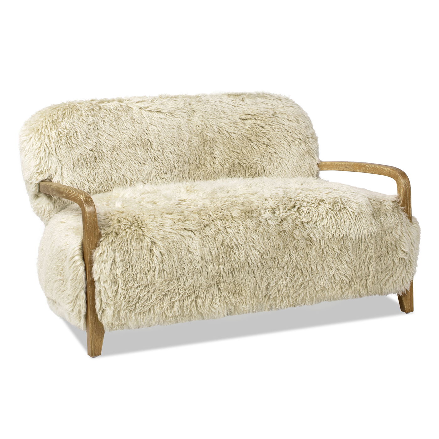 Enchante - Sheepskin Accent Loveseat - Taupe / Natural