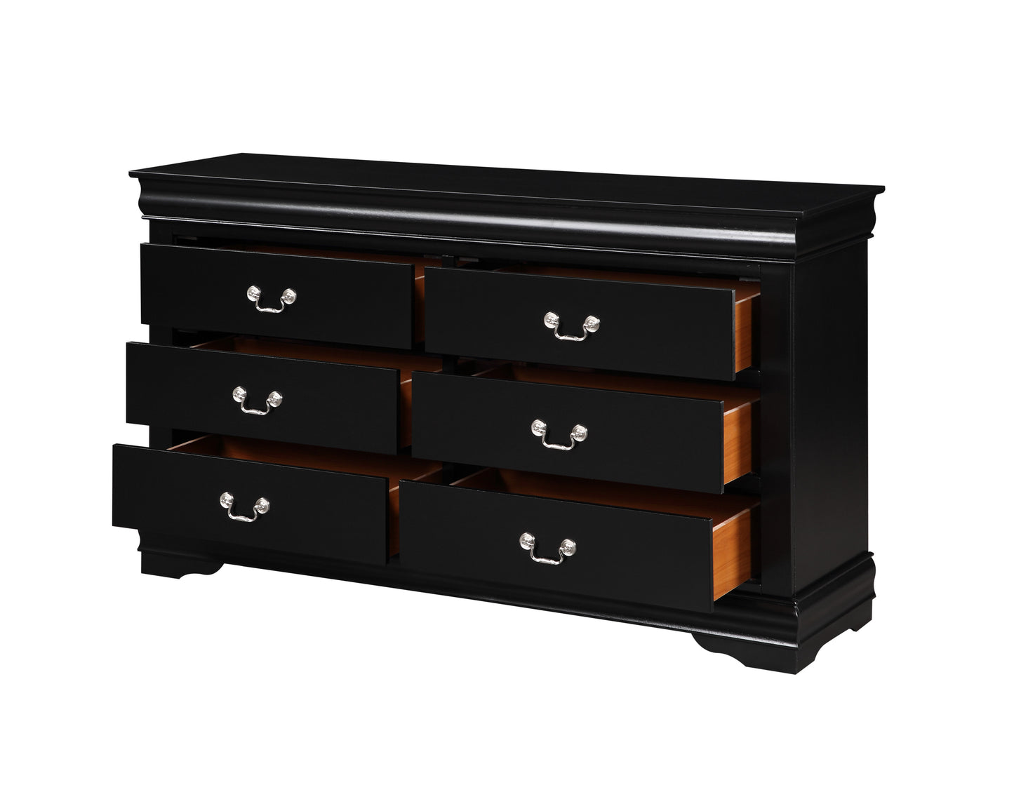 Louis Philippe Black Finish 5PCS Bedroom Set (Queen)