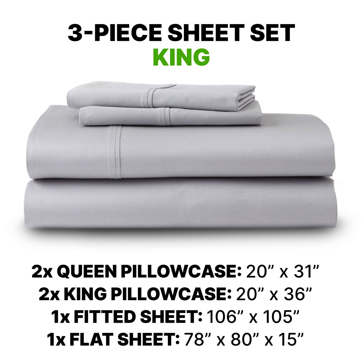 Sheet Set Luxurious Supima Cotton, Wrinkle Resistant, Breathable, With 2 Ghostgrip Band