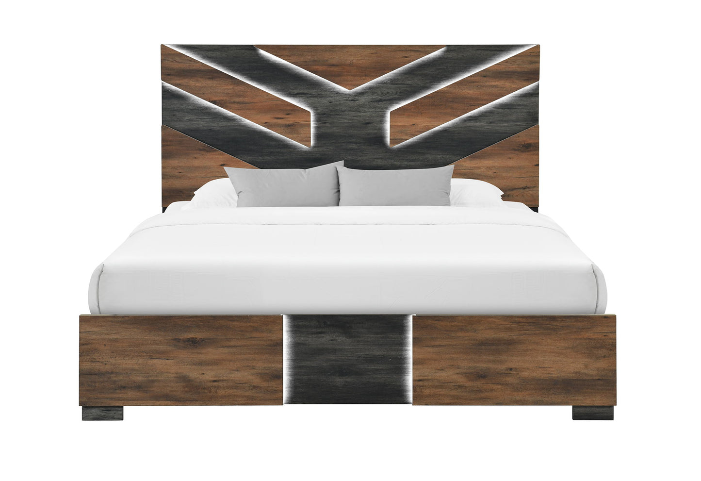 Optimus - King Bed Headboard / Footboard With LED - Black / Brown