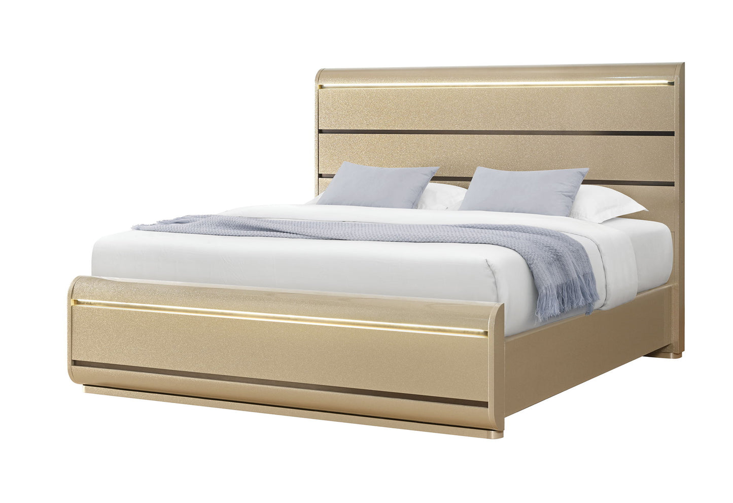 Genesis - Full Bed Footboard Side Rails And Slats - Gold