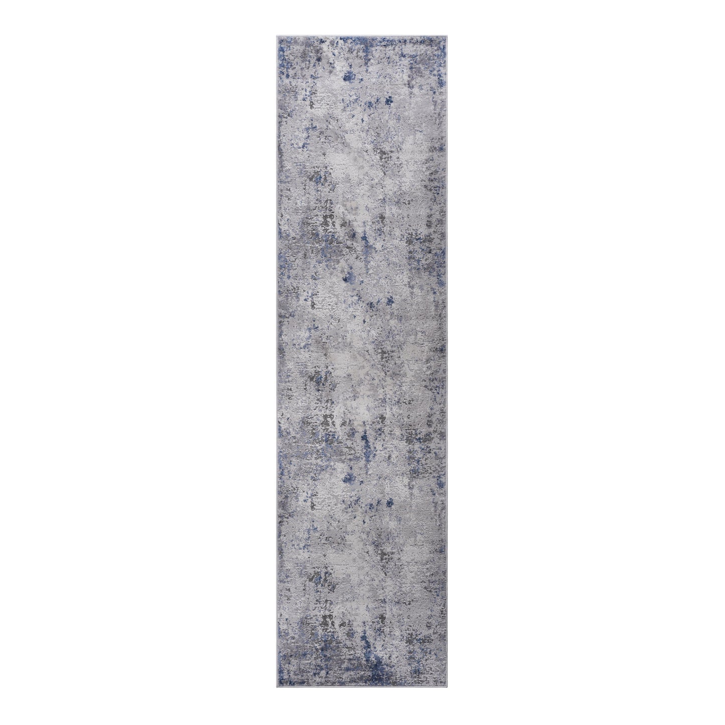 2' x 8' Abstract Non-Shedding Stylish And Stain Resistant Area Rug - Silver / Blue