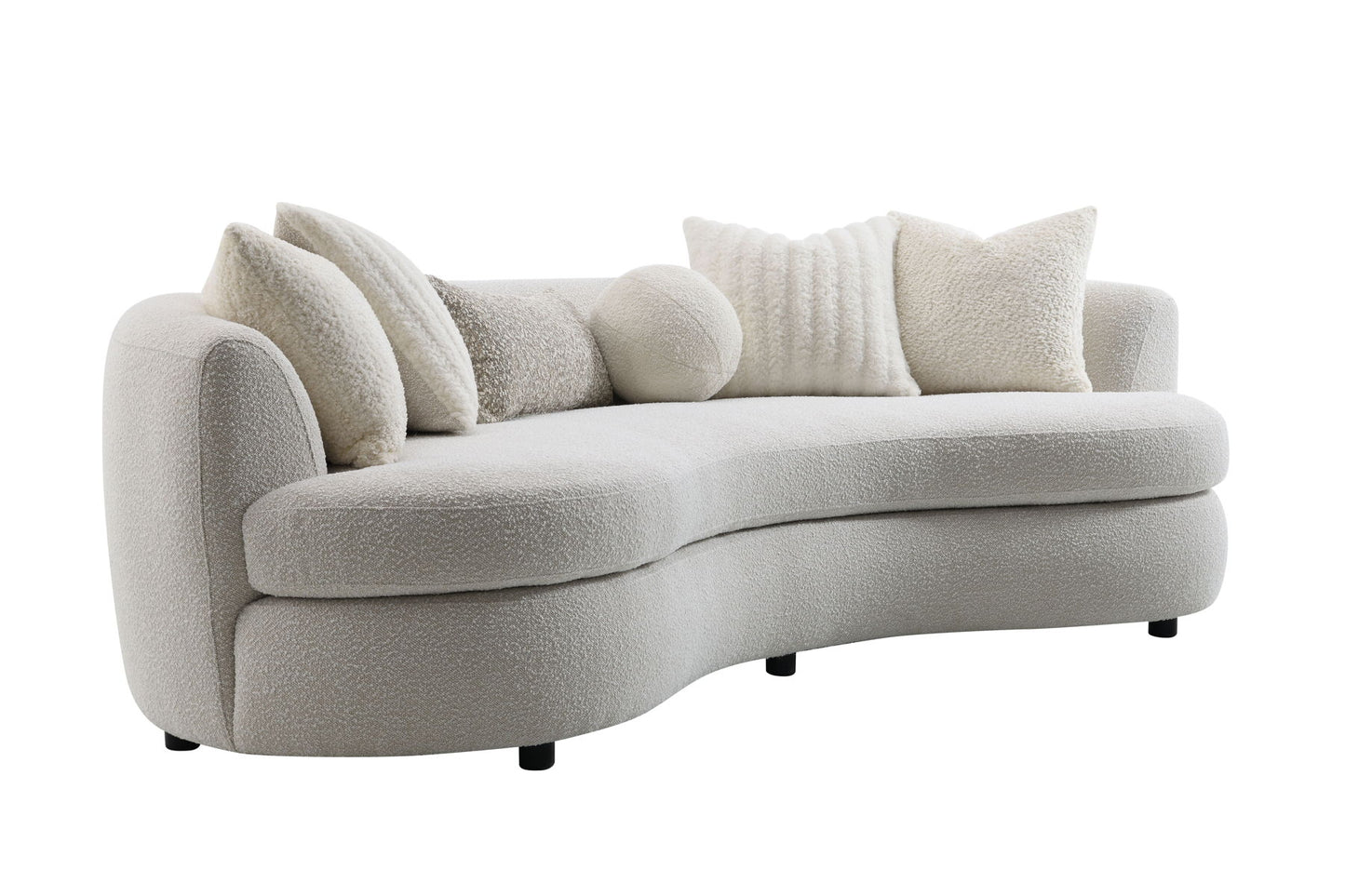 Iniko - Boucle Sofa With Toss Pillows - Beige