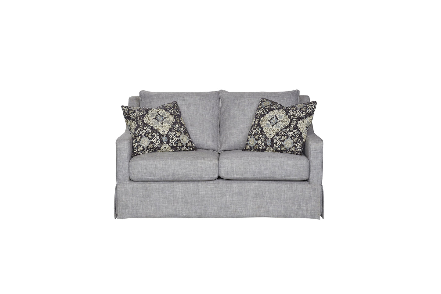 Loveseat With Skirt And Reversable Cushions And 2 Pillows - Light Gray