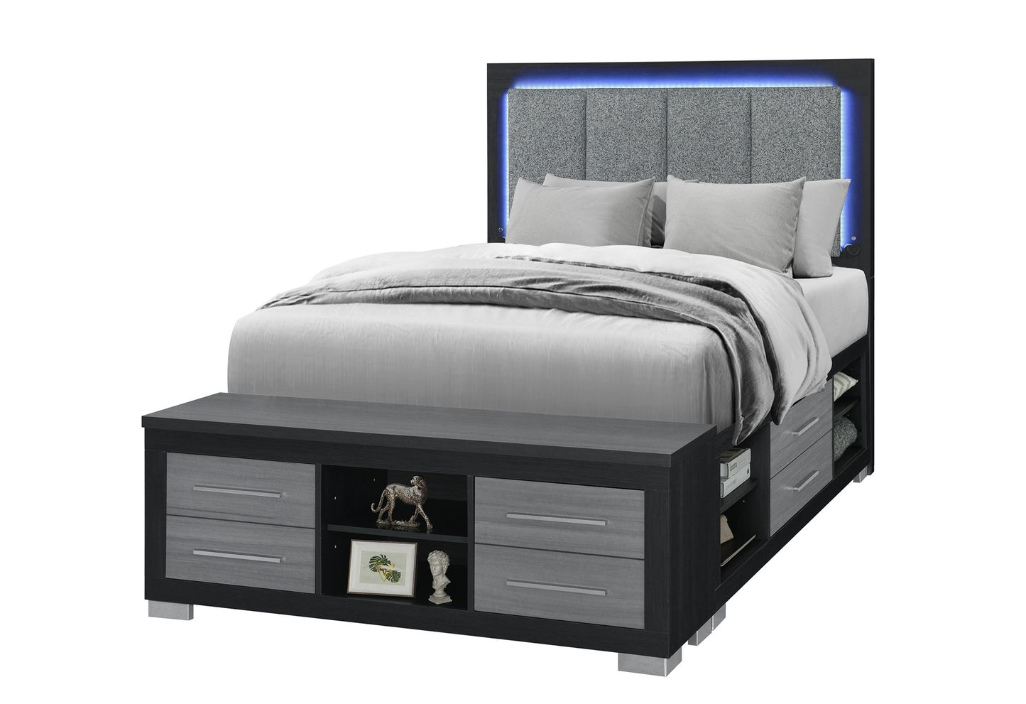 Emma - Full Bed Footboard And Slats - Gray / Black