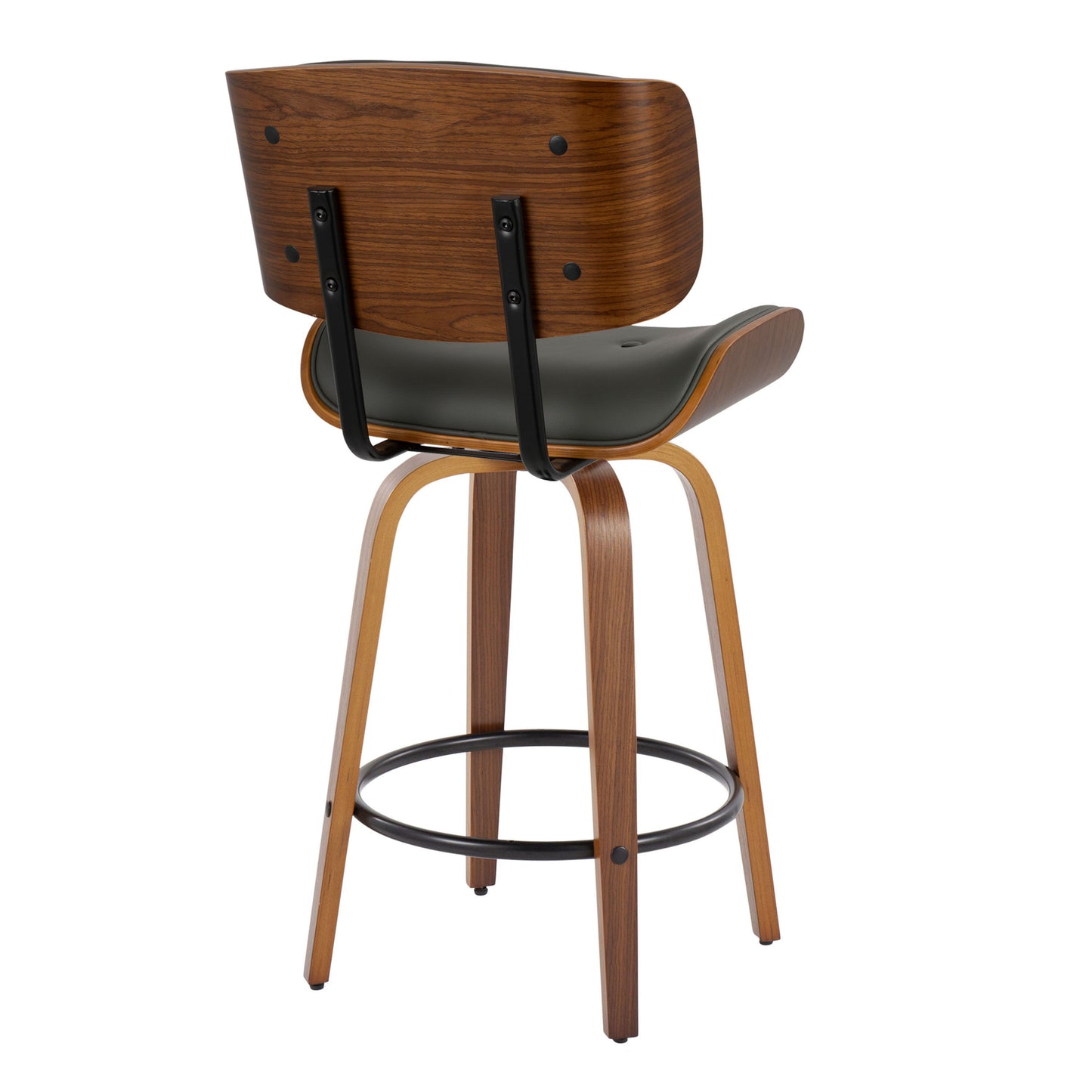 Lombardi - Mid-Century Modern Fixed Height Counter Stool With Swivel With Round Footrest (Set of 2)