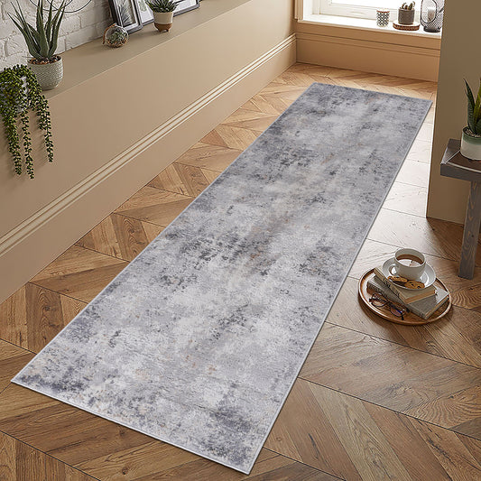 2' x 8' Abstract Non-Shedding Stylish And Stain Resistant Area Rug - Ivory / Sand