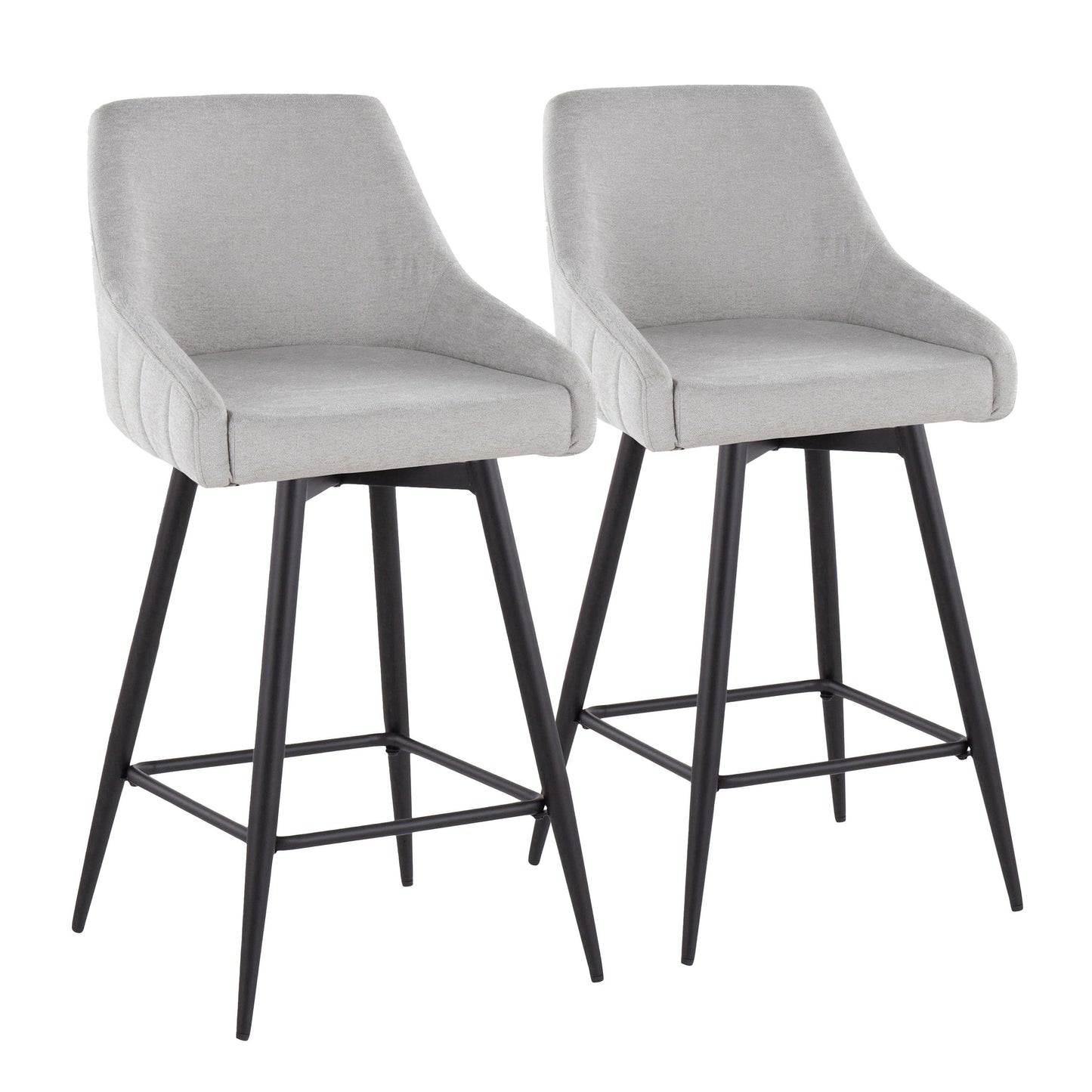 Hannah - Transitional Fixed Height Counter Stool With Swivel With Square Footrest (Set of 2)