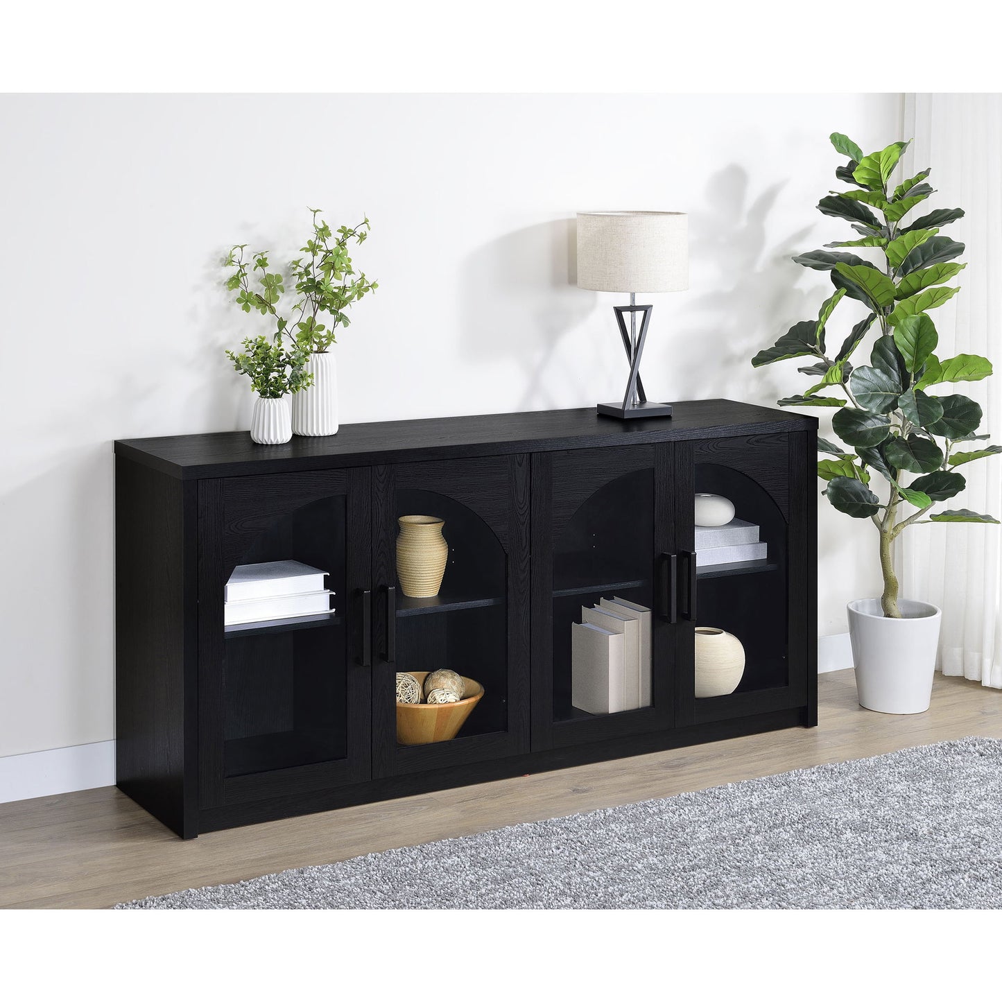 Shayne - 4 Door Sideboard With Arched Doors - Black