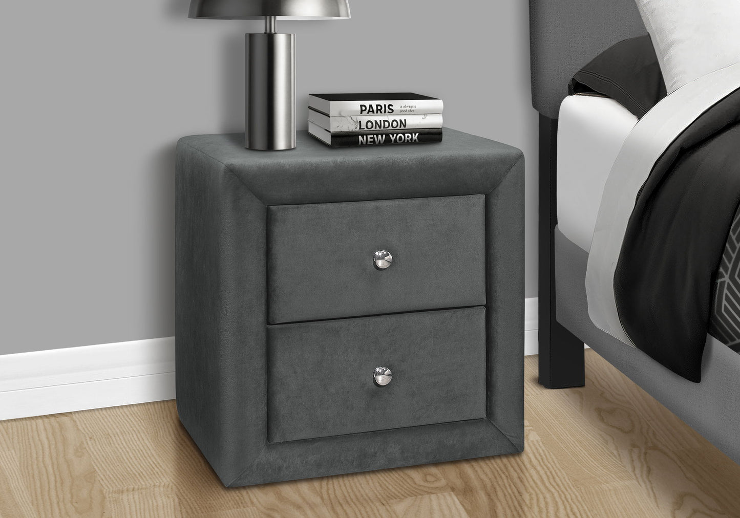 Nightstand, Storage Drawer Versatile Use, Upholstered, Transitional