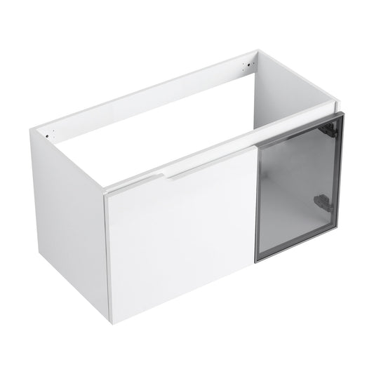 36" (35 1 / 4") Wall Mounted Bathroom Vanity, Cabinet With Half Door (Excluding Sink) - Glossy White