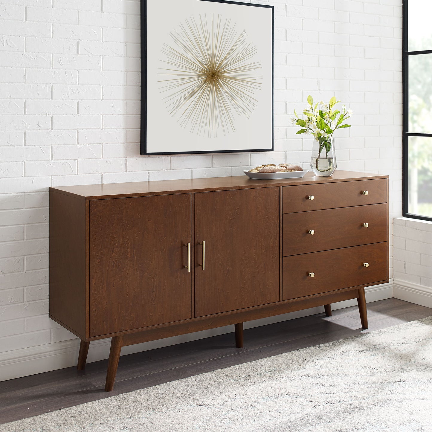 Mid-Century Modern Minimalist 2 Door Sideboard