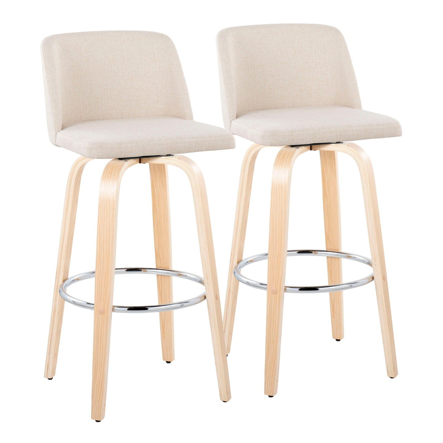 Toriano - Contemporary Fixed Height Barstool & Swivel With Round Footrest (Set of 2)