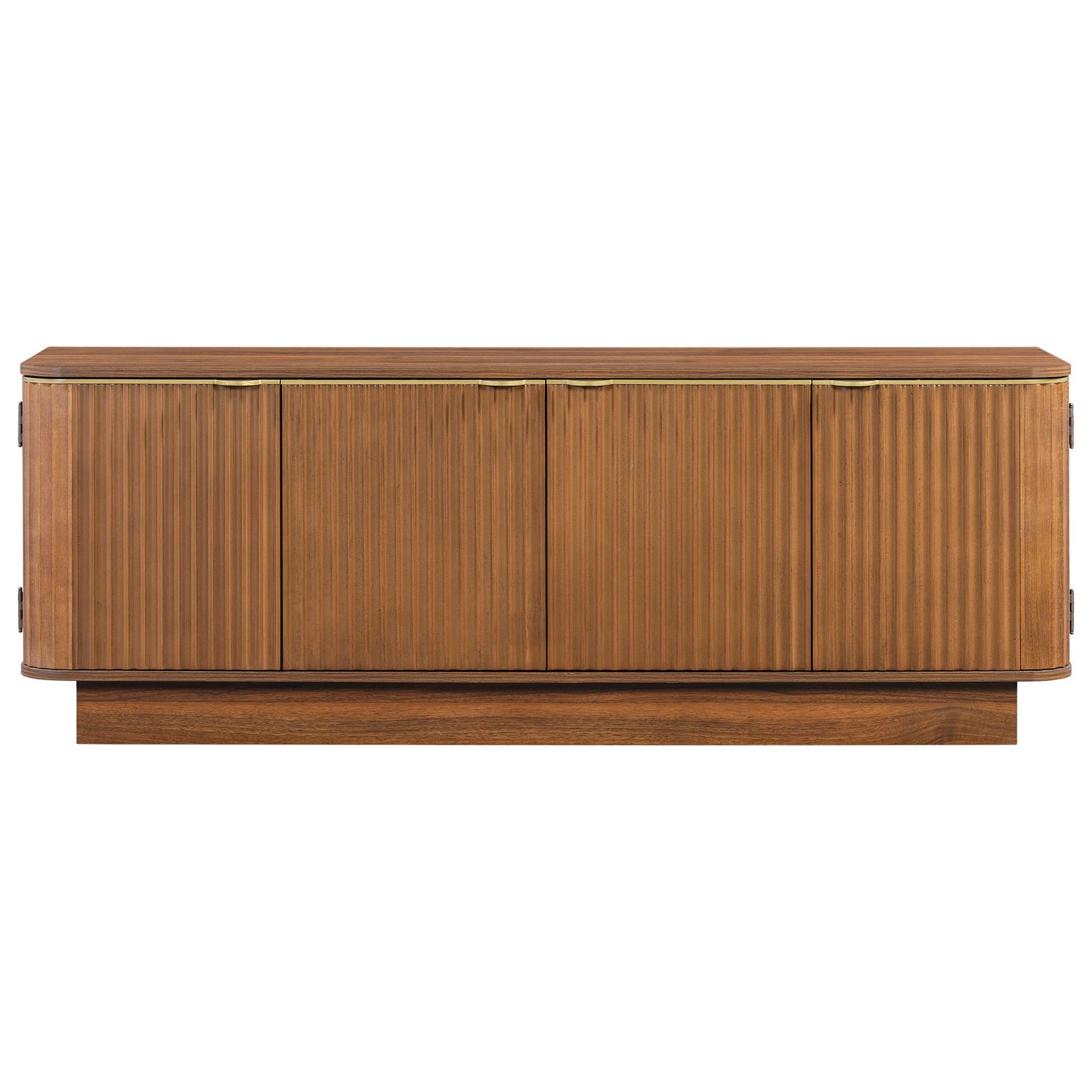 TV Stand, Fluted Media Console With Adjustable Shelves And Cable Holes