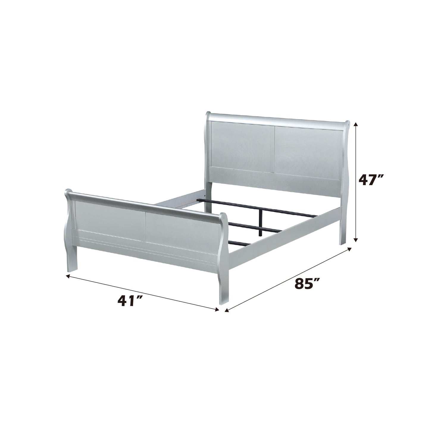 Louis Philippe Platinum Finish 2PCS Bedroom Set (Twin Bed)