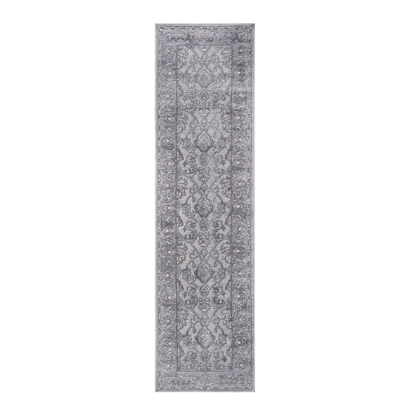 Marfi - 2' x 8' Oriental Non-Shedding Stylish And Stain Resistant Area Rug - Ivory / Gray