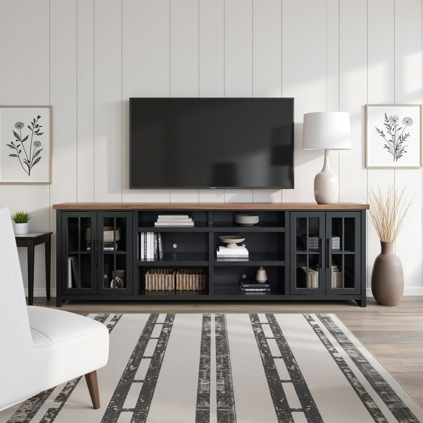 TV Stand Console For TVs Up To 100" - Black / Whiskey