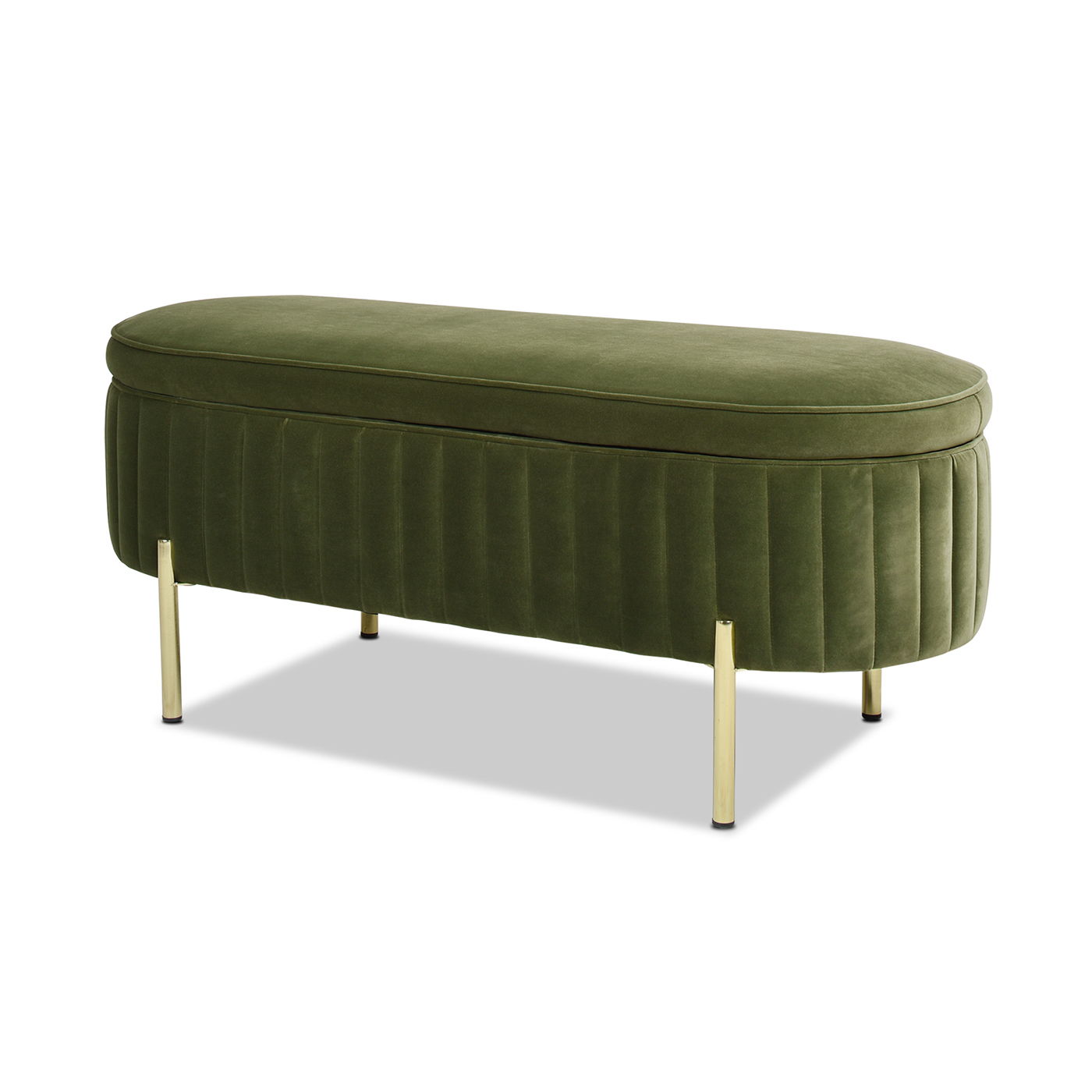 Chloe - Modern Glam Storage Bench - Olive Green