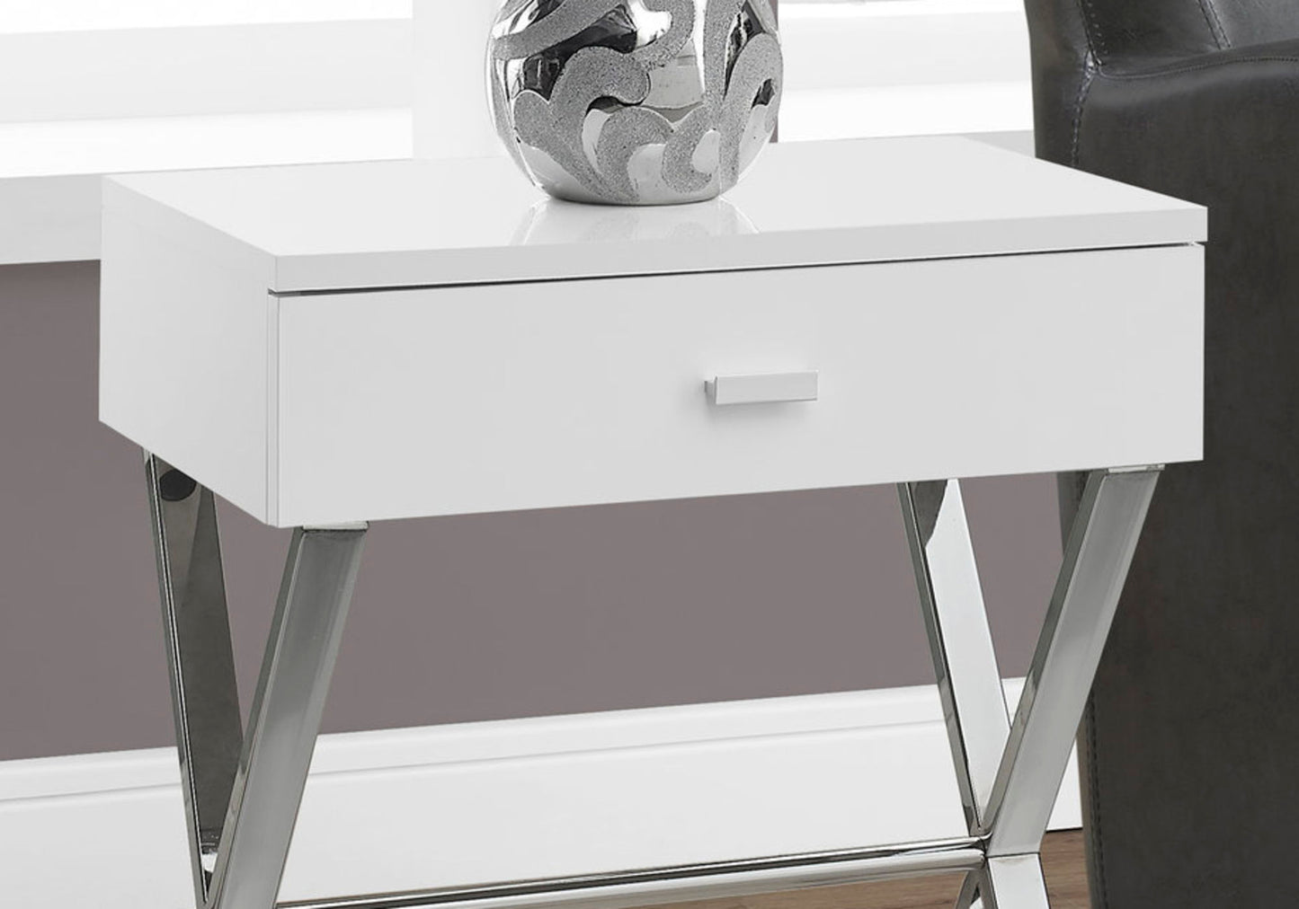 Accent Side X Table, Storage Drawer, Contemporary & Modern