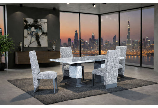 D1212 - 7 Piece Dining Room Set (Dining Table And 6 Dining Chairs) - Gray / White