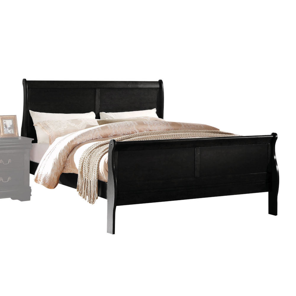 Louis Philippe Black Finish 2PCS Bedroom Set (Twin Bed)