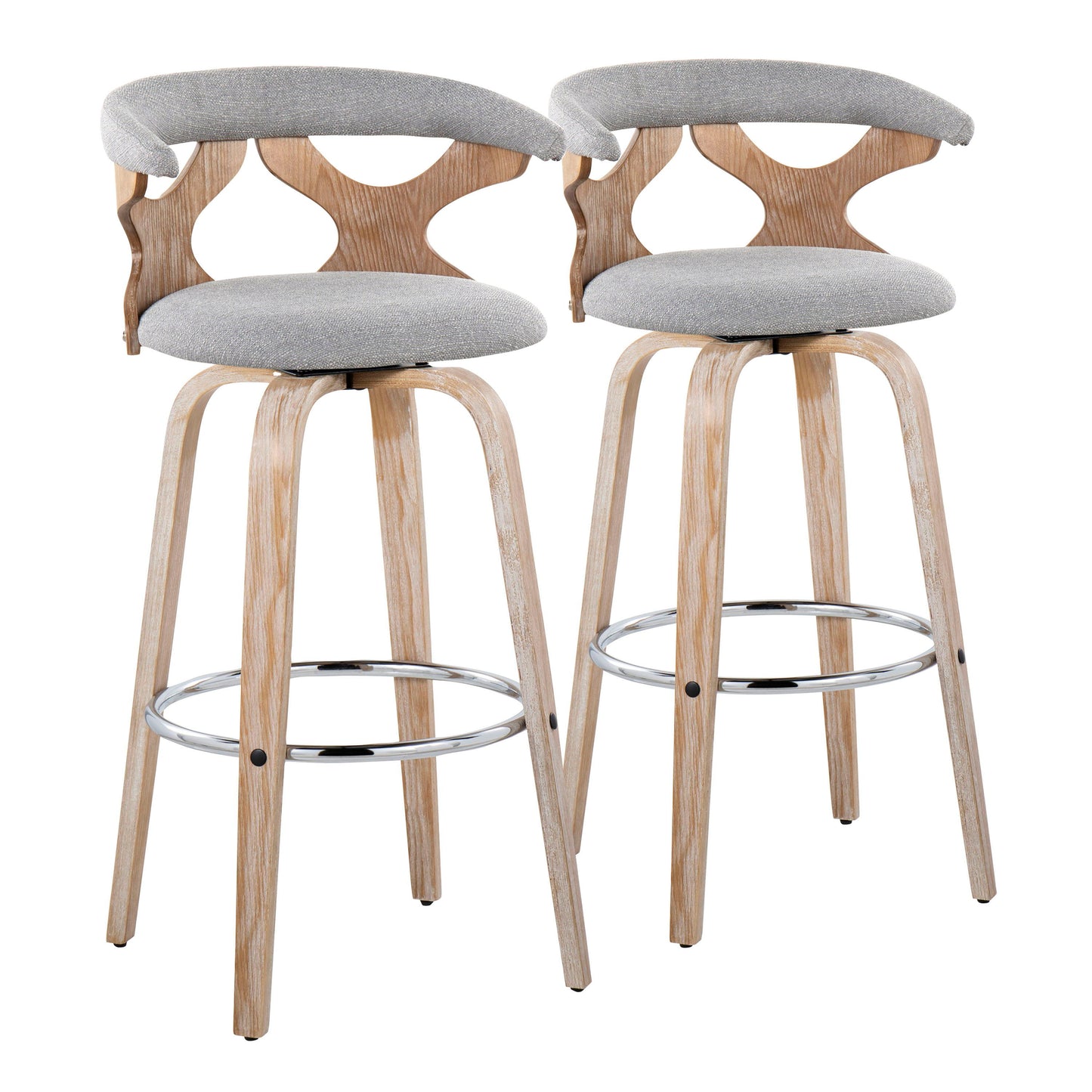 Gardenia - Contemporary Fixed Height Barstool With Swivel With Round Footrest (Set of 2)