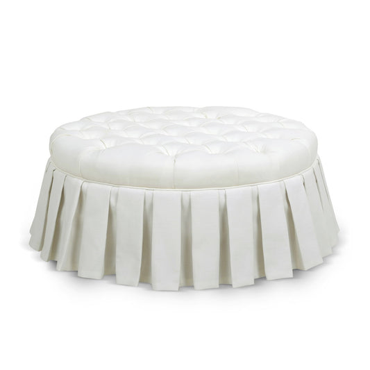 Luciana - Tufted Cocktail Ottoman With Skirt - Antique White