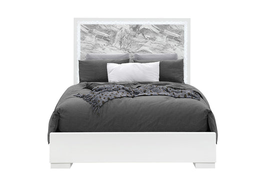 Naomi - Queen Bed Headboard With LED - Silver