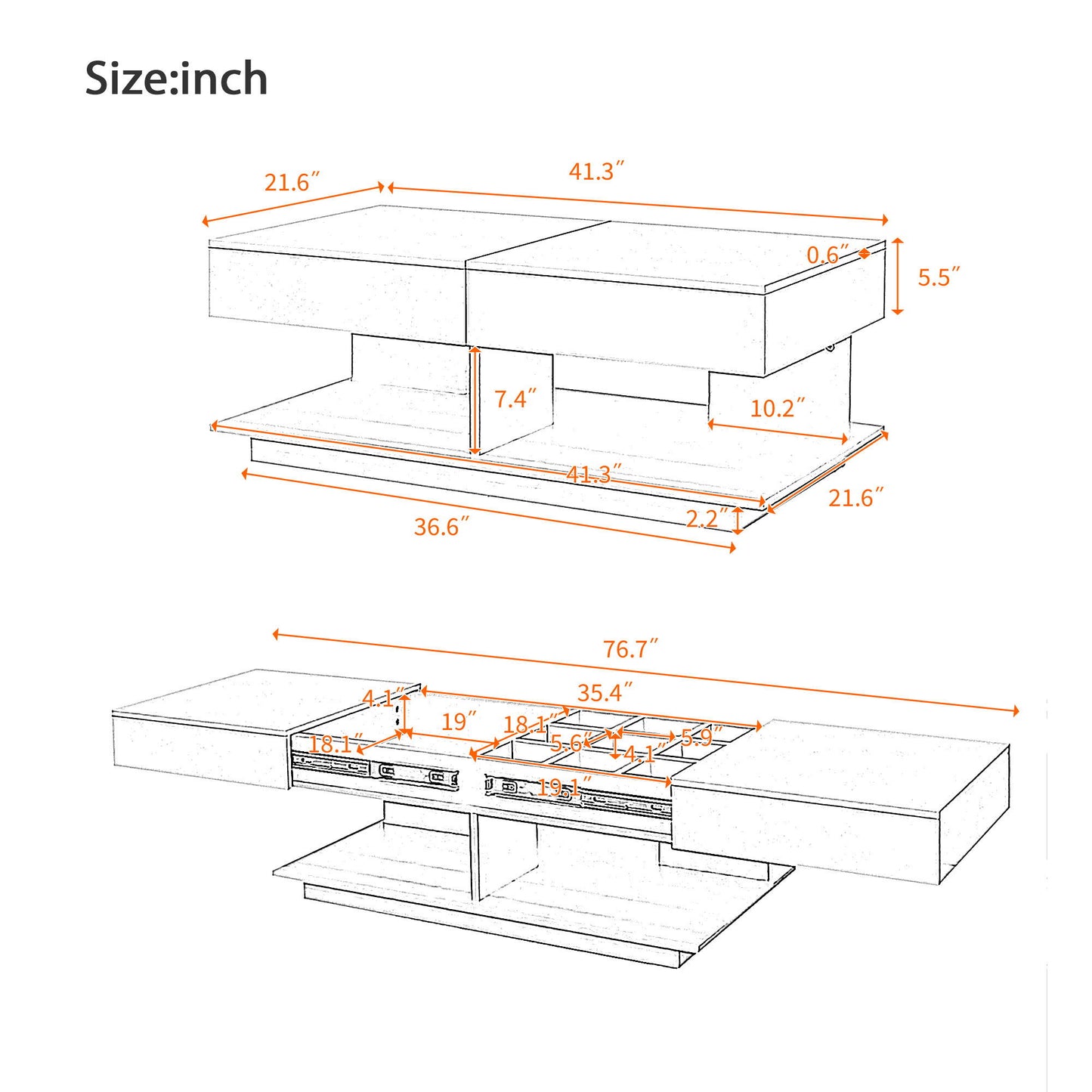 Multifunctional Adjustable Coffee Table With Hidden Storage Space For Living Room