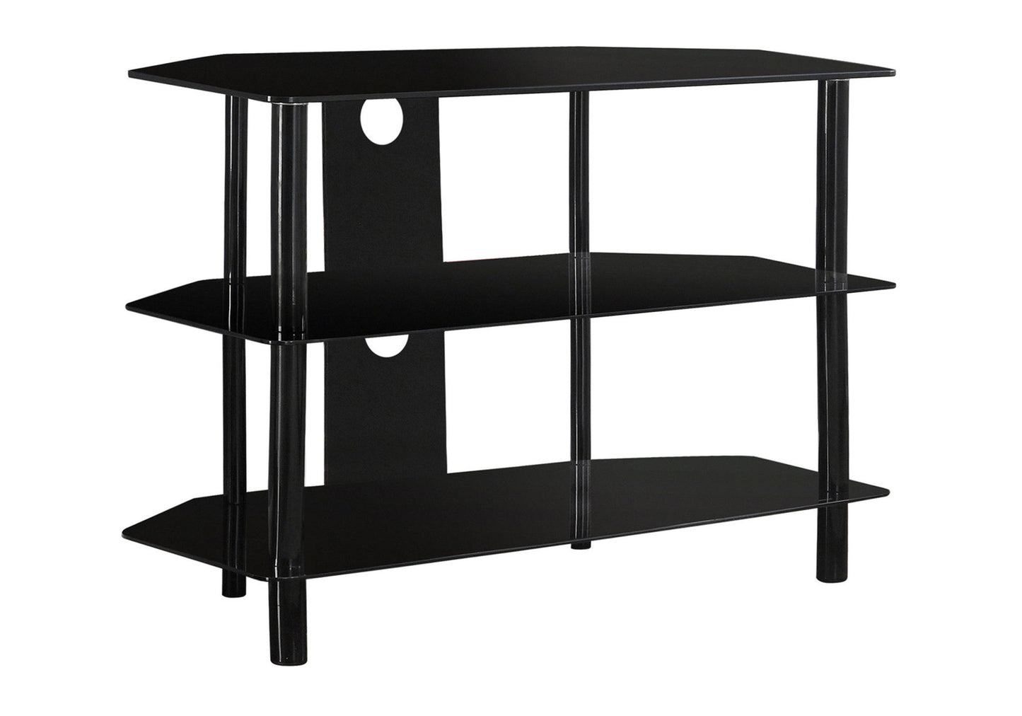 TV Stand, 36 Inch, Console, Media Entertainment Center, Storage Shelves, Contemporary & Modern - Black