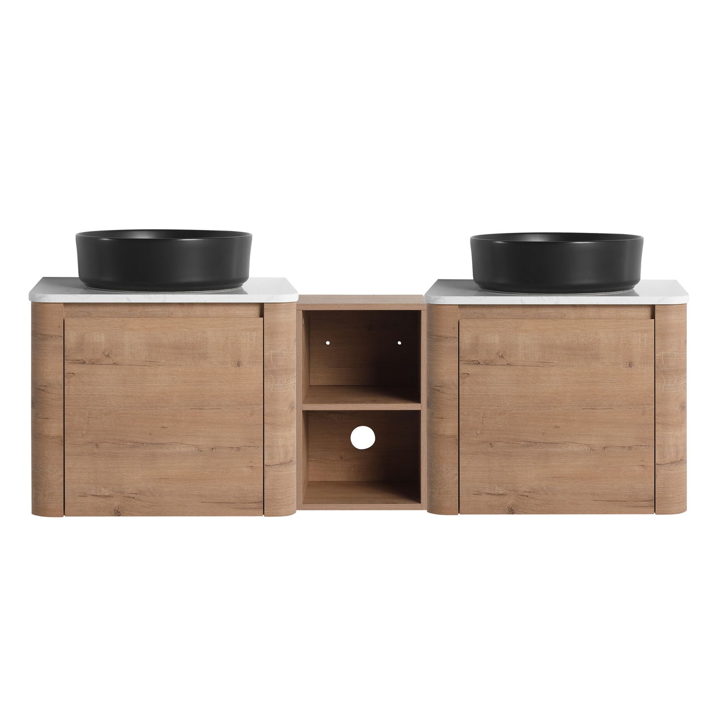 Wall Mounted Bathroom Vanity With Art Sink, 1 Storage Shelf, Soft Close Door