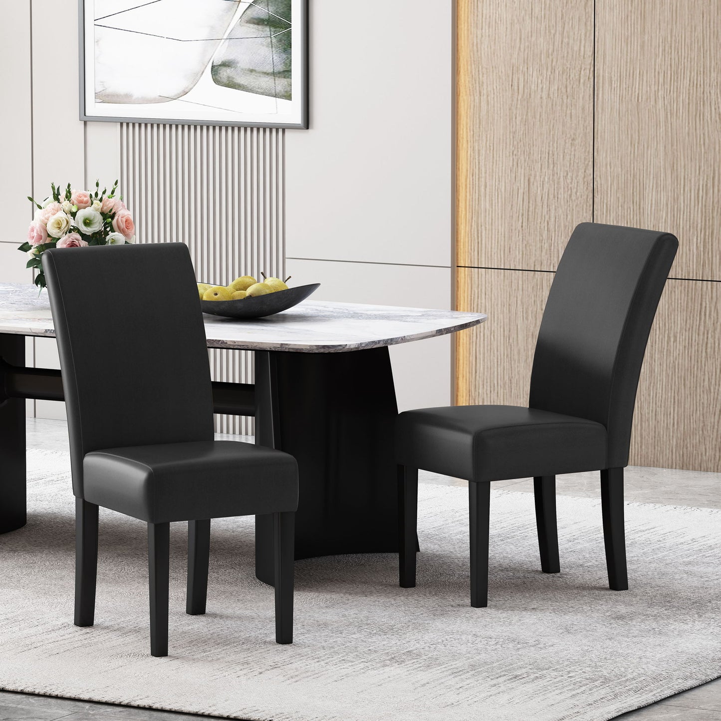 Contemporary Dining Chair With Rubberwood Legs (Set of 2)