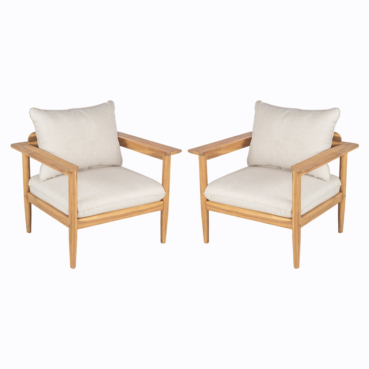 Terassi - Outdoor Lounge Chair (Set of 2) With Cushions - Beige / Light Teak