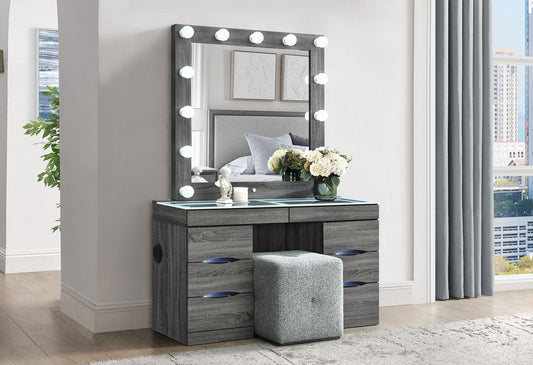 Lexi - Vanity Set With Stool - Gray